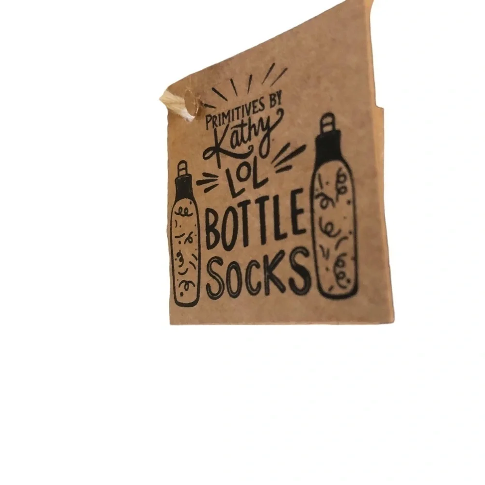 Primitives By Kathy LOL Wine Bottle Sock Use Most Wine Bottles Cream Black GIFT